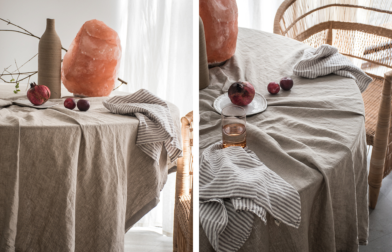 Natural French linen table cloth